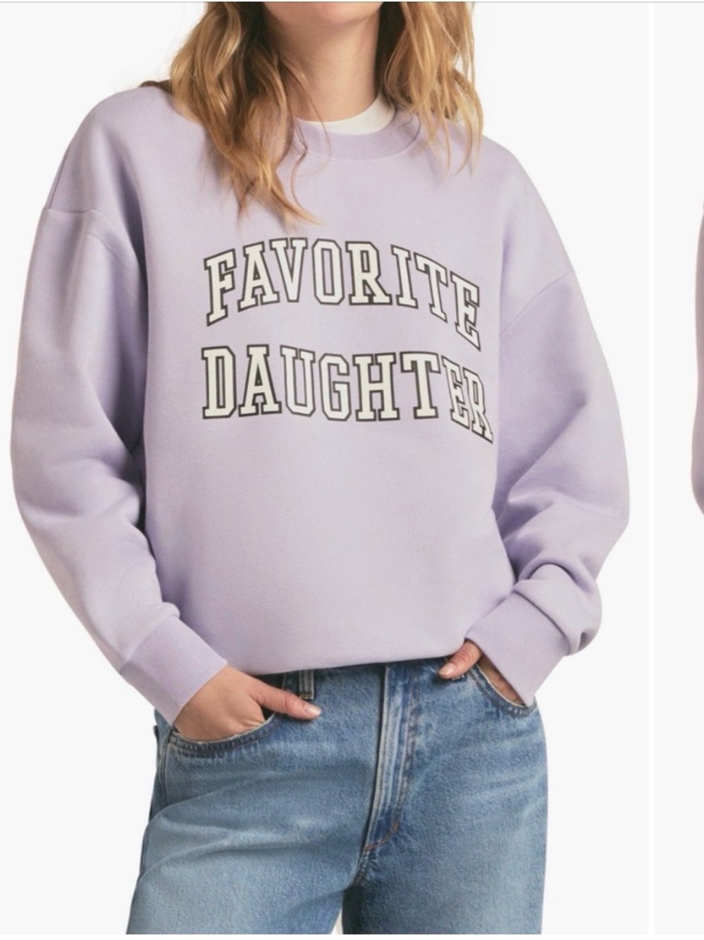 Like New Favorite Daughter Collegiate Crewneck Sweatshirt in Lavender